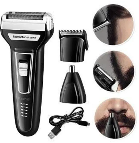 3-in-1 Electric Shaver, Beard Trimmer & Nose Hair Trimmer (KM-6332)