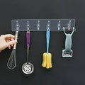 Transparent Adhesive Wall Hooks - No Drill Multi-Hook Strip for Kitchen, Bathroom & Bedroom