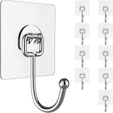 Heavy Duty Single Adhesive Wall Hook - 10pcs Pack, No Drill, Waterproof