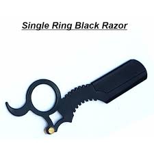 Single Ring Black Razor - Stainless Steel Barber Shaving Razor (Blades Not Included)
