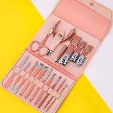 16pcs Professional Manicure & Pedicure Kit with Leather Case