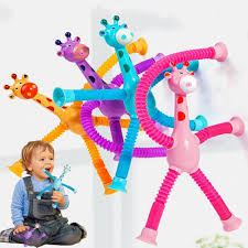 (Pack of 2) Telescopic Giraffe Suction Cup Toy – Cute Stretchable Giraffe