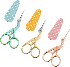 Stork Embroidery Scissors - Gold & Coloured Decorative Craft Scissors