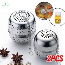 2pcs Stainless Steel Tea Ball Infuser with Chain - Loose Leaf Tea Strainer