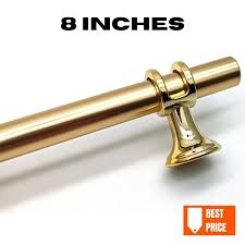Golden Brass Curtain Rod Bracket & Cabinet Handle - 8 Inch Decorative Hardware