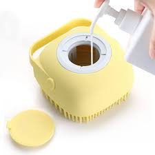 Dog Bath Brush with Shampoo Dispenser - Soft Silicone Grooming Brush