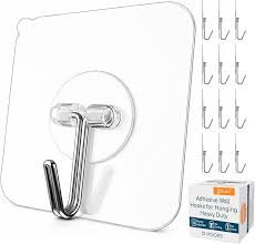 Heavy Duty Single Adhesive Wall Hook - 10pcs Pack, No Drill, Waterproof