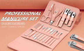 16pcs Professional Manicure Set - Stainless Steel Nail Clipper Kit with Leather Case