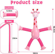 (Pack of 2) Telescopic Giraffe Suction Cup Toy – Cute Stretchable Giraffe