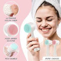 Double Sided Face Cleansing Brush - Silicone & Nylon Fiber Facial Brush
