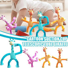 (Pack of 2) Telescopic Giraffe Suction Cup Toy – Cute Stretchable Giraffe