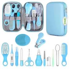 13pcs Baby Healthcare & Grooming Kit with Travel Case - Blue