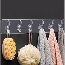 Transparent Adhesive Wall Hooks - No Drill Multi-Hook Strip for Kitchen, Bathroom & Bedroom