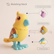 Wind-Up Parrot Toy - Jumping & Rotating Neck Bird Toy for Kids