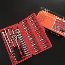 46pcs SATAGOOD Socket Wrench Tool Set - Professional Chrome Vanadium Steel Kit with Case