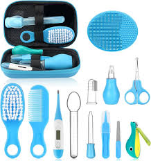13pcs Baby Healthcare & Grooming Kit with Travel Case - Blue